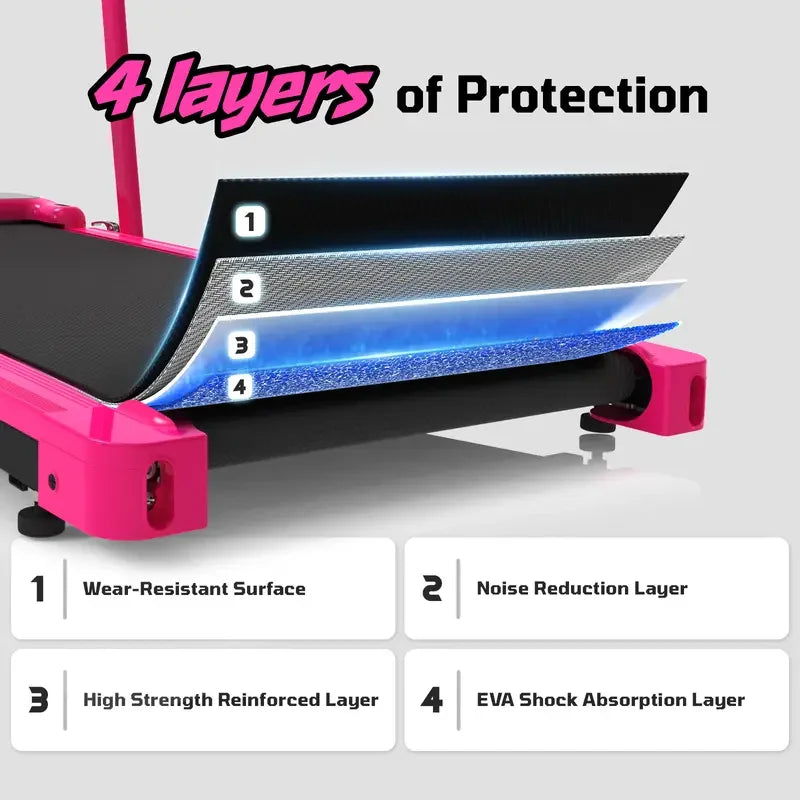 Foldable Incline Walking Pad with Handrail, Remote Control & Shock Absorption