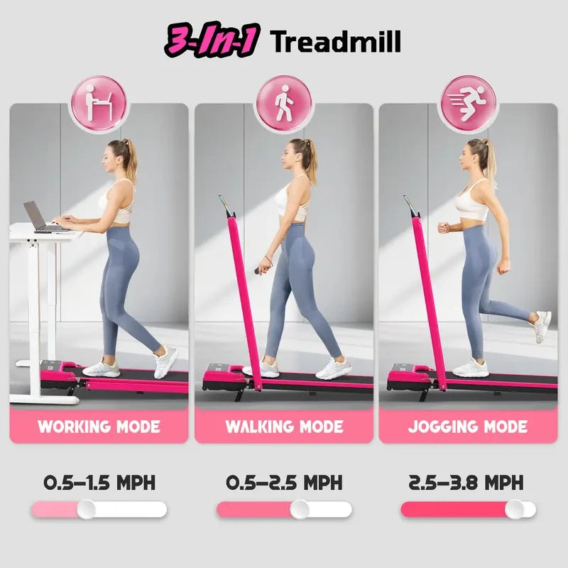 Foldable Incline Walking Pad with Handrail, Remote Control & Shock Absorption