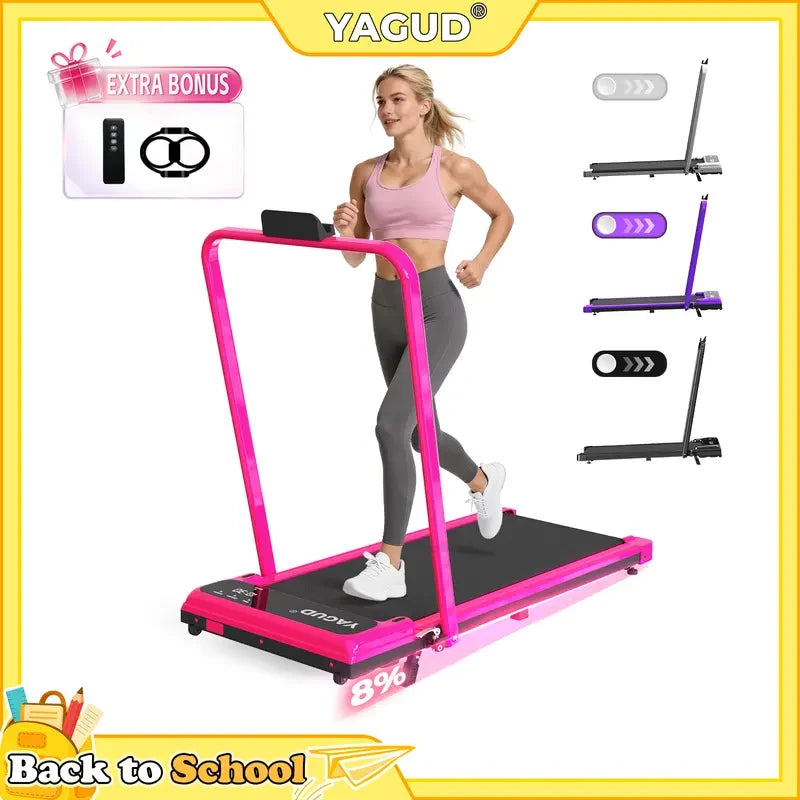 Foldable Incline Walking Pad with Handrail, Remote Control & Shock Absorption