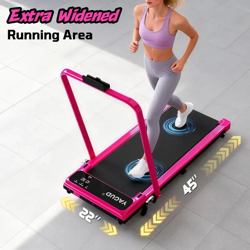 Foldable Incline Walking Pad with Handrail, Remote Control & Shock Absorption